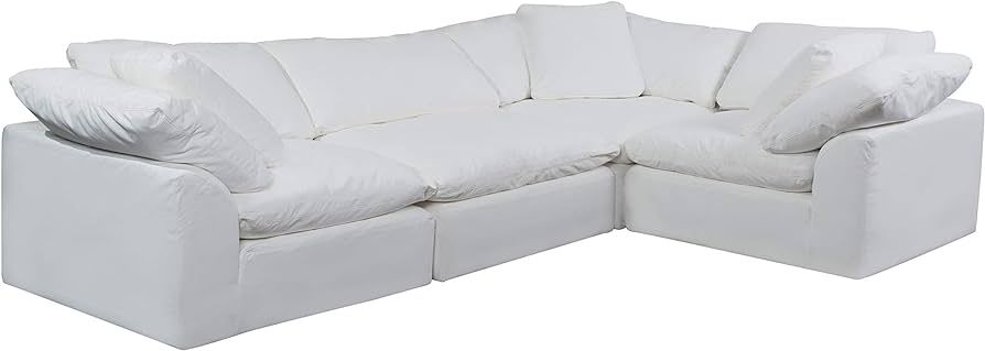 Sunset Trading Cloud Puff 4 Piece Modular Performance White Sectional Slipcovered Sofa, | Amazon (US)