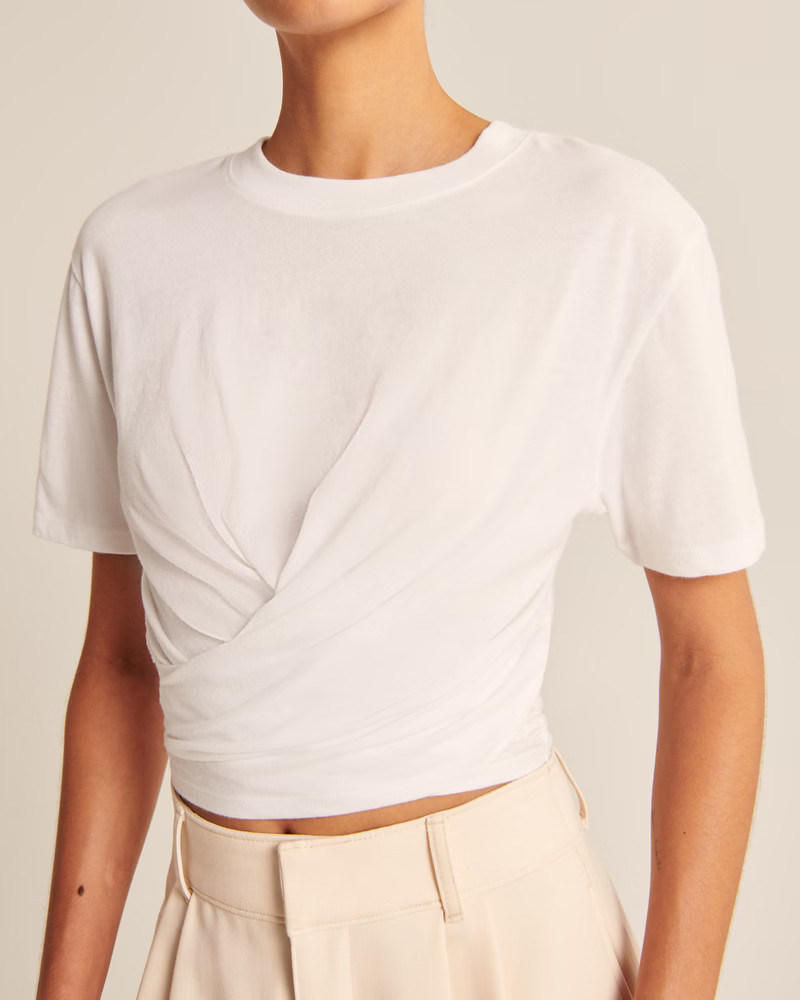 Women's Short-Sleeve Cropped Wrap Tee | Women's New Arrivals | Abercrombie.com | Abercrombie & Fitch (US)