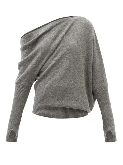 Tom Ford - Off-the-shoulder Cashmere-blend Sweater - Womens - Grey | Matches (US)