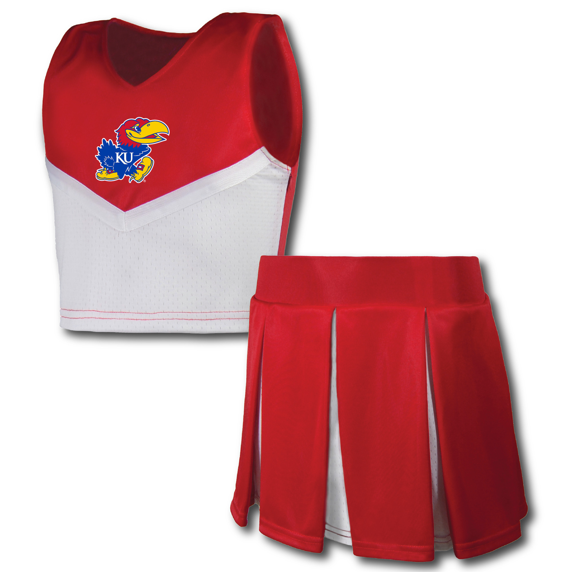 Girls Youth Garb Red Kansas Jayhawks Cheerleader Top & Skirt Set | Fanatics