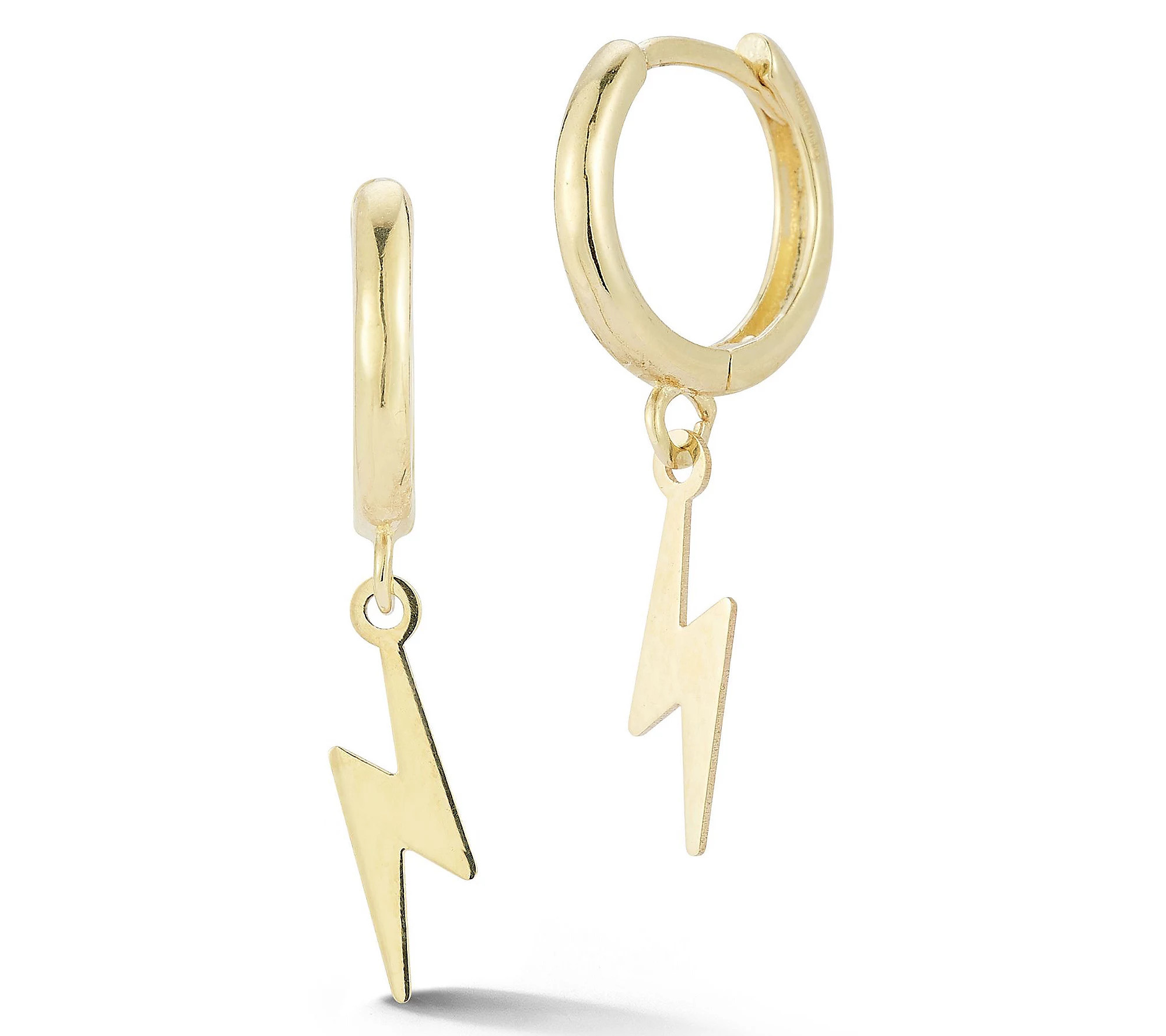 Luminosa Gold Lightning Charm Huggie Earrings, 4K | QVC