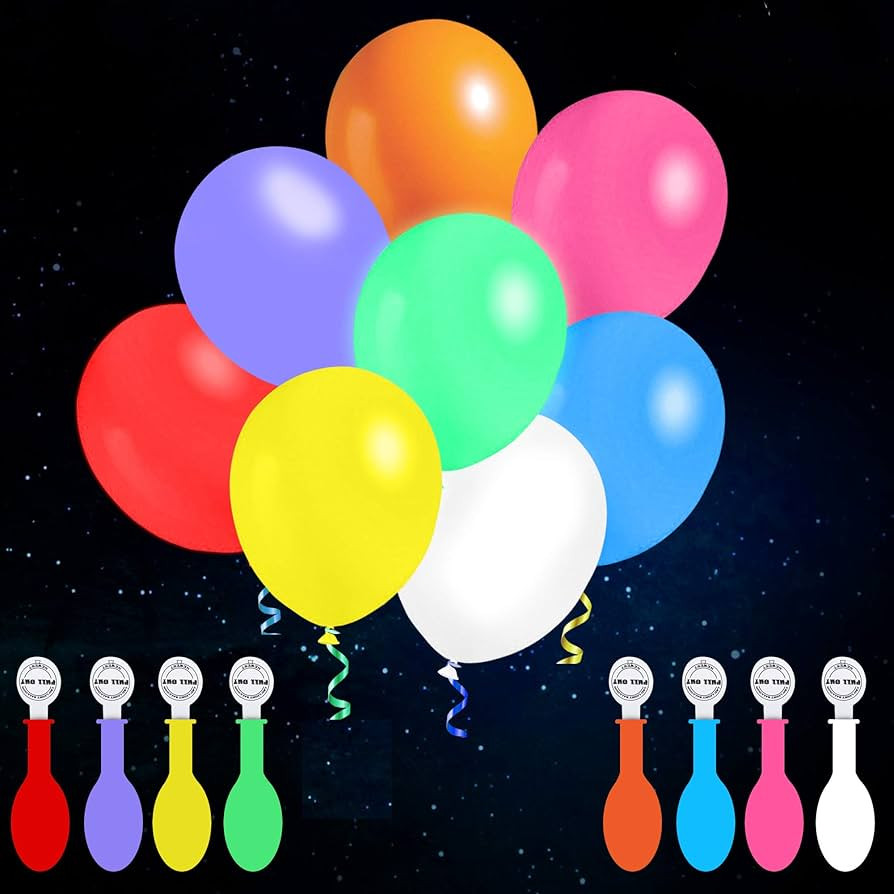 Light Up Balloons, 32 Pack, 8 Colors, Flashing LED Balloons | Amazon (US)