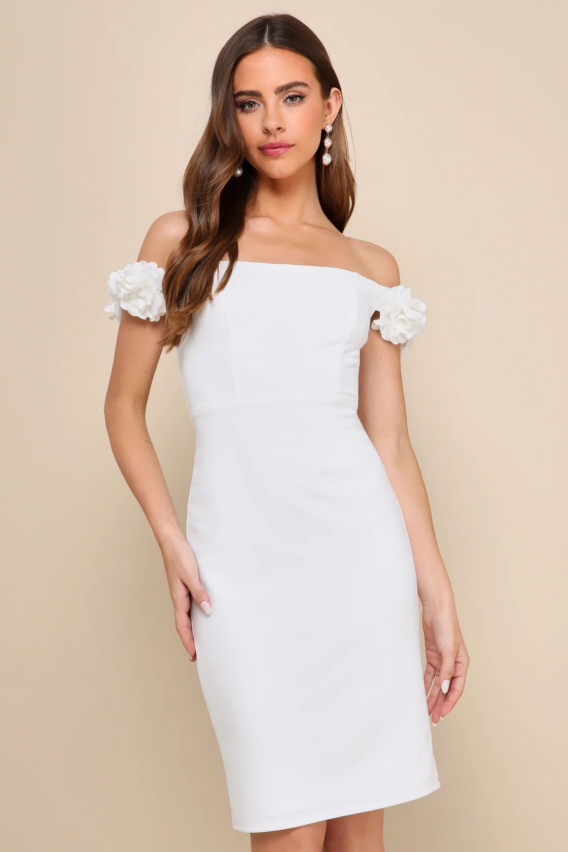 Pretty Presence White Off-the-Shoulder Floral Strap Mini Dress | Lulus
