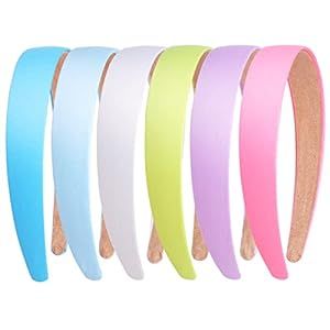 6pcs Wide Satin No Slip Headbands for Girls 1.18inches Candy Color DIY Craft Headbands for Gift(P... | Amazon (US)