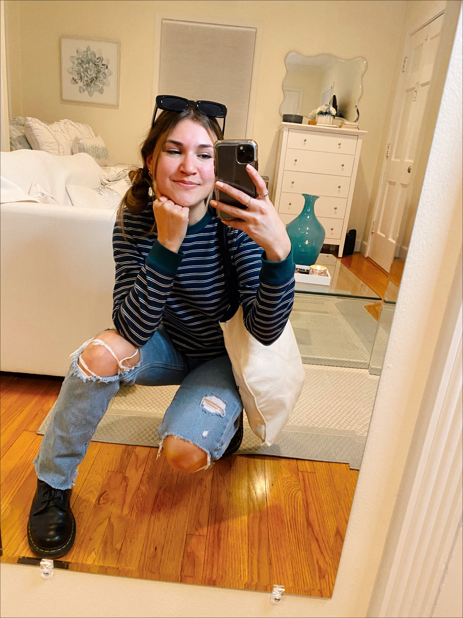 Edgy casual outfit! I’m wearing a Vans striped long sleeve shirt, ripped jeans, doc martens, sunglasses and a tote bag!

#LTKstyletip #LTKfit #LTKU