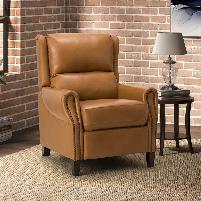 Anneelise 32.68" Wide Genuine Leather Manual Standard Recliner | Wayfair North America