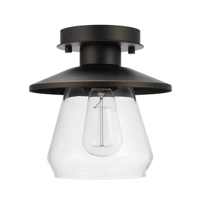 Globe Electric 64846 Nate Light Semi-Flush Mount, Oil Rubbed Bronze with Clear Glass Shade, 8" | Amazon (US)