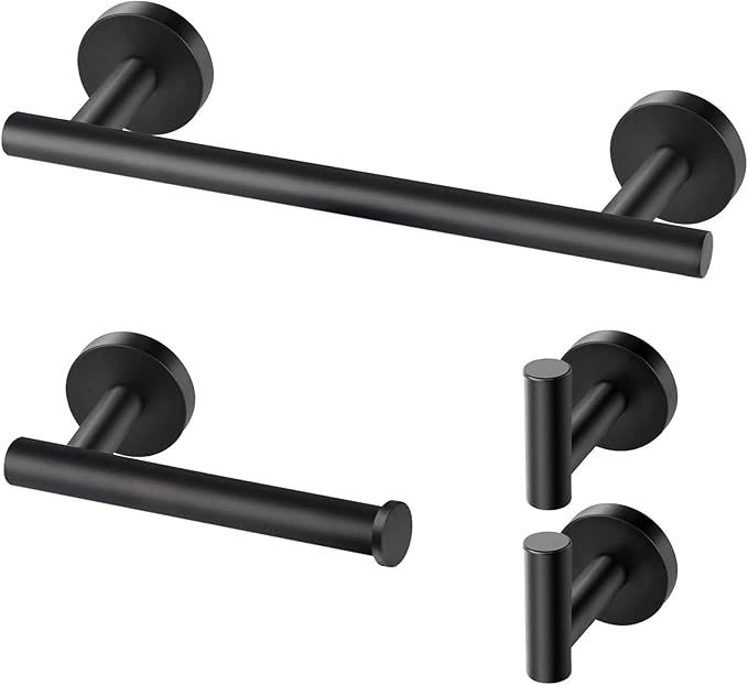 Bathroom Hardware Set, Tomic Matte Black Towel Bar, Thickened SUS304 Stainless Steel Bathroom Tow... | Amazon (US)