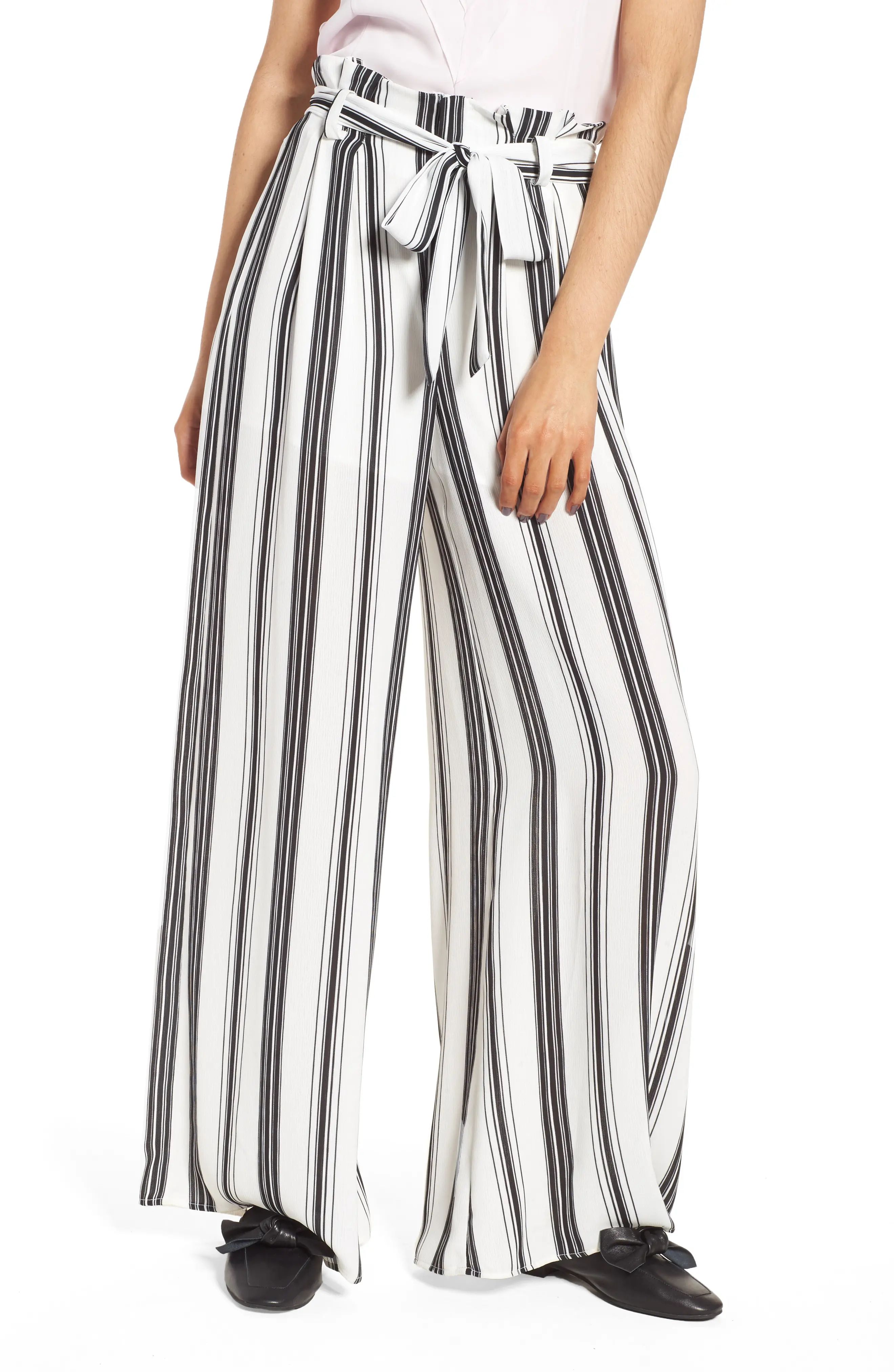 Paperbag Waist Wide Leg Crop Pants | Nordstrom