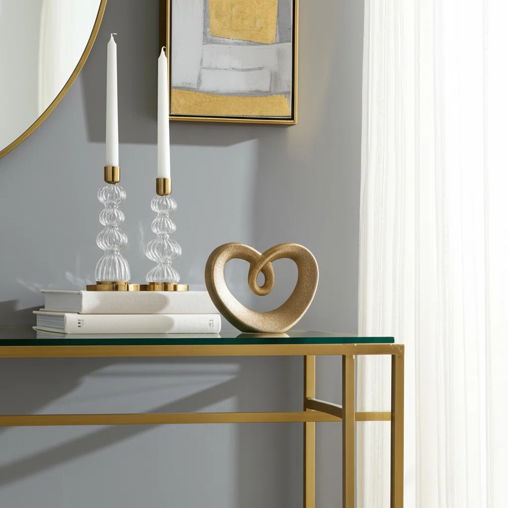 House of Hampton® Lizarraga Stoneware Ceramic Decorative Object with Abstract Heart-Inspired Sil... | Wayfair North America