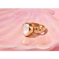 Big Round Pearl Ring - Gold Plated Stone | Etsy (US)