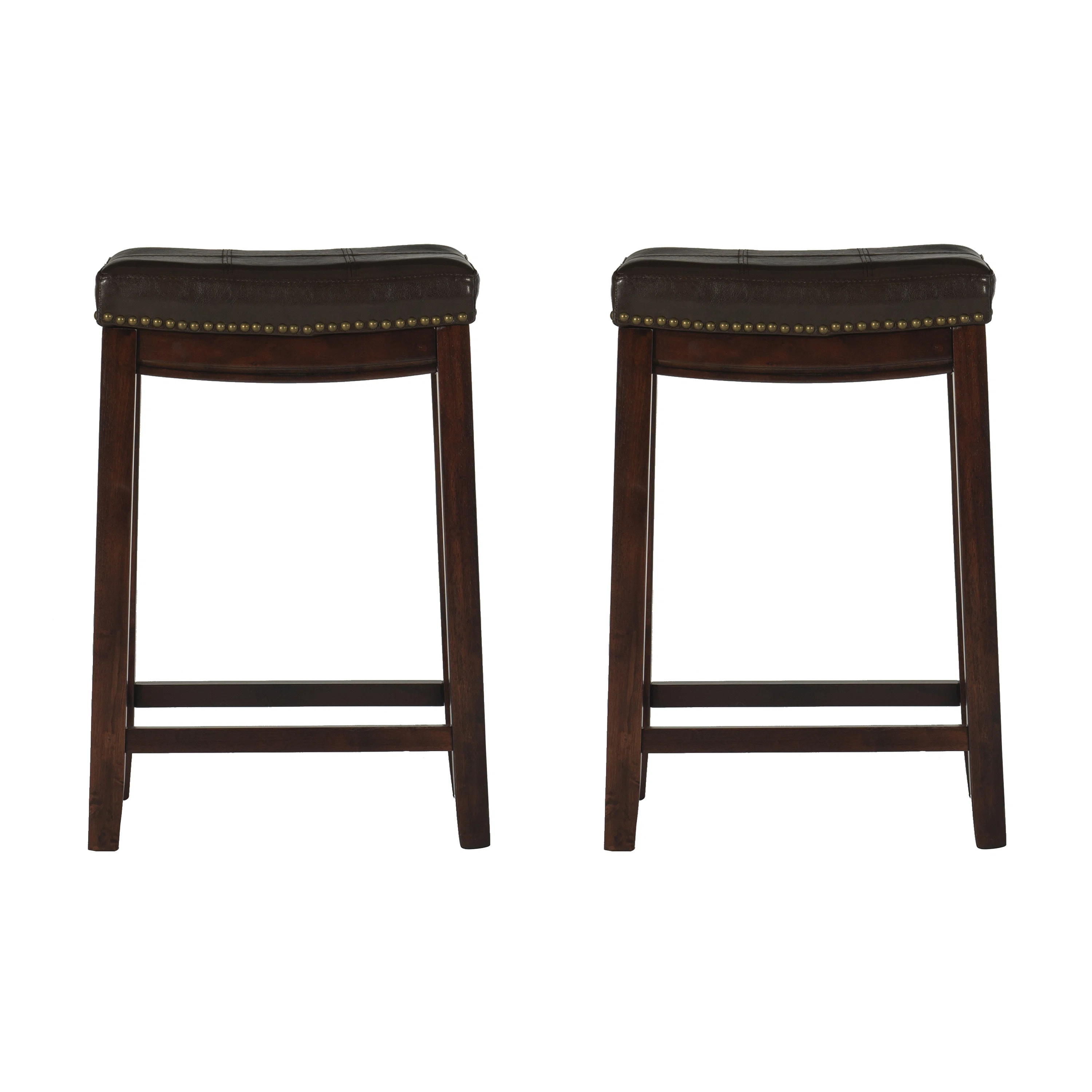 Arlyce 26.5" Solid Wood Backless Counter Stool with Vegan Leather Upholstered Seat (Set of 2) | Wayfair North America