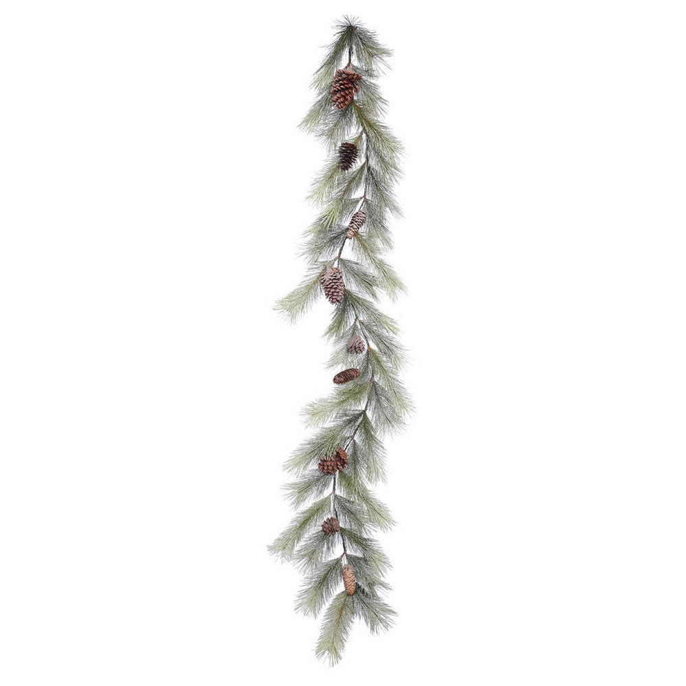 6ft. Christmas Unlit Frosted Bellevue Pine Artificial Green Garland | Target