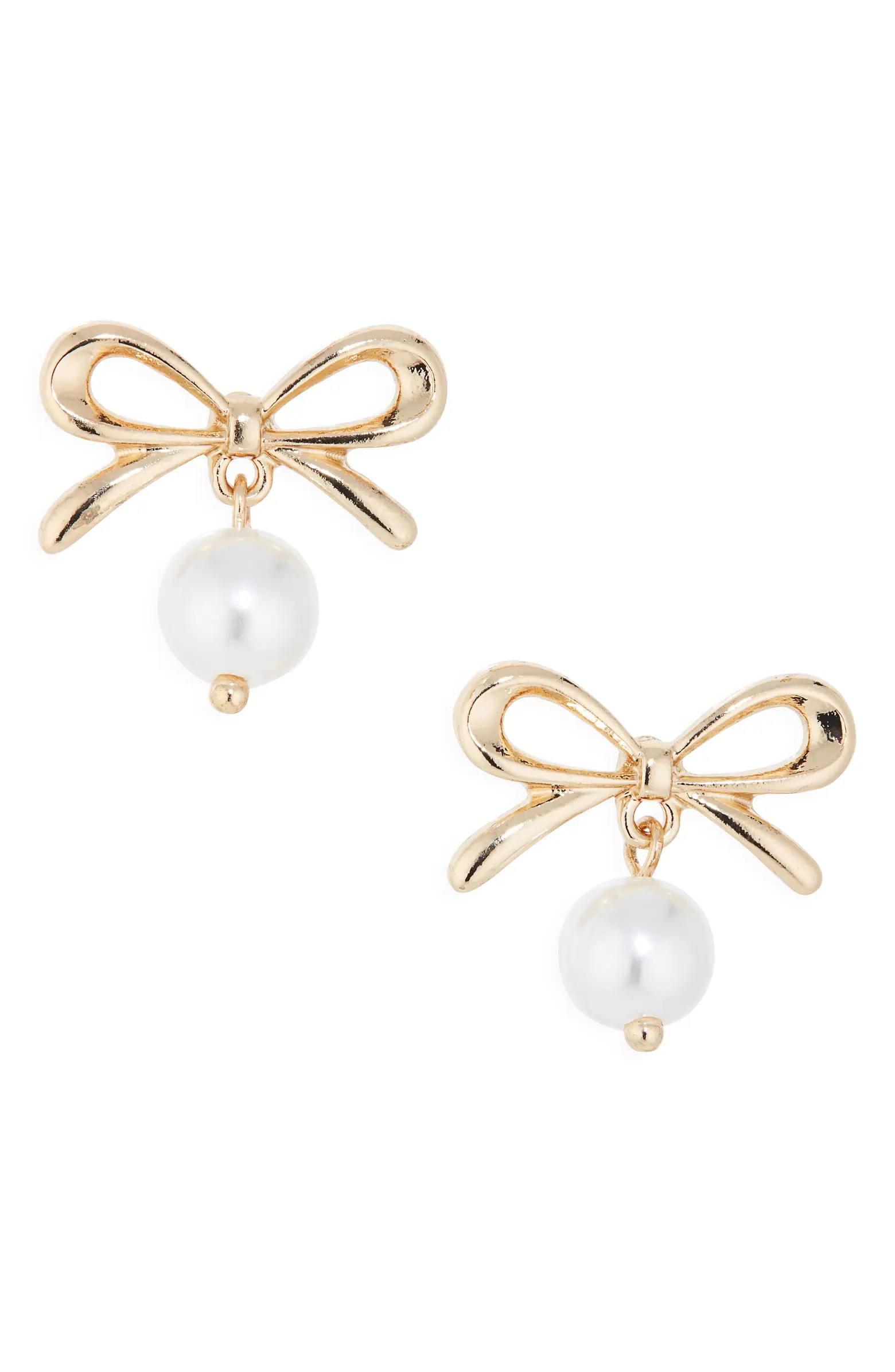 Bow Faux Pearl Drop Earrings | Nordstrom