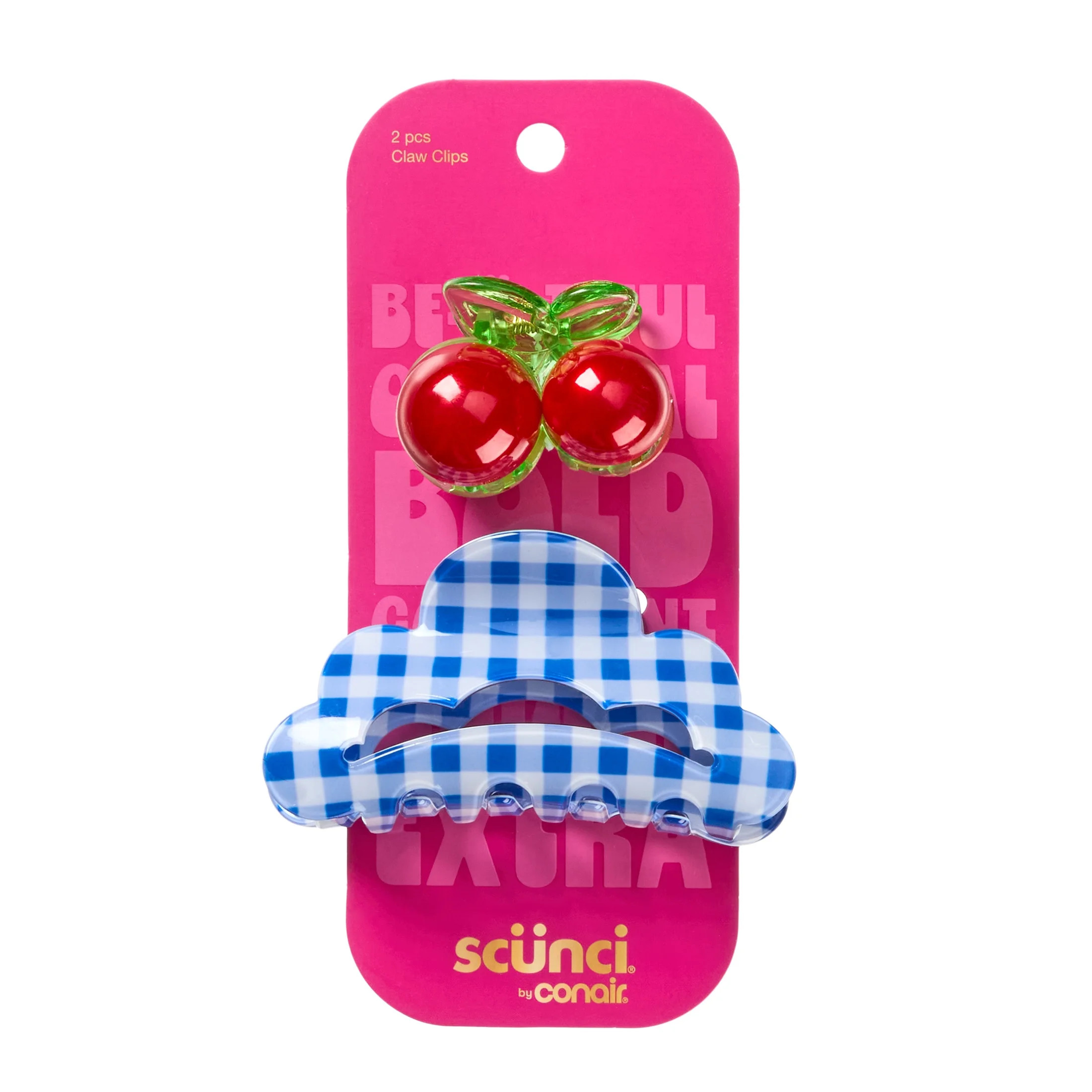 Scunci by Conair Cherry & Cloud Claw Hair Clips, Cute Mini Styling Clips, 2 Count - Walmart.com | Walmart (US)