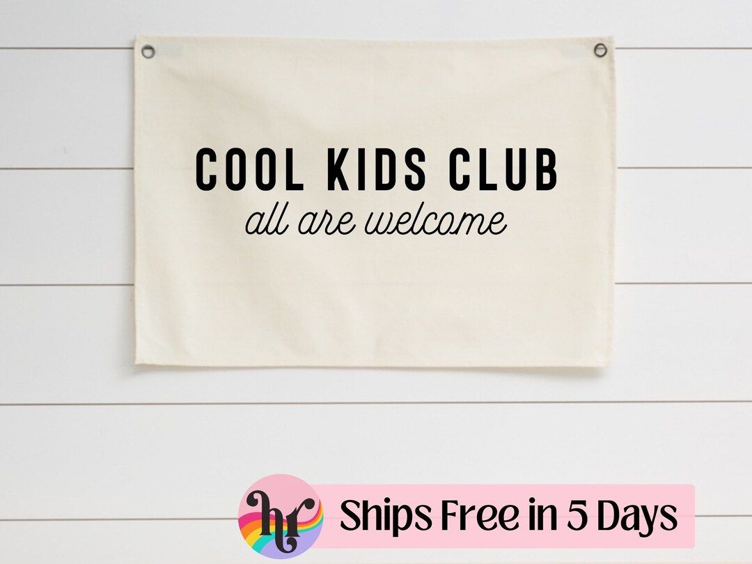 Cool kids club all are welcome canvas banner | Baby name flag | Custom name flag | Playroom decor... | Etsy (US)