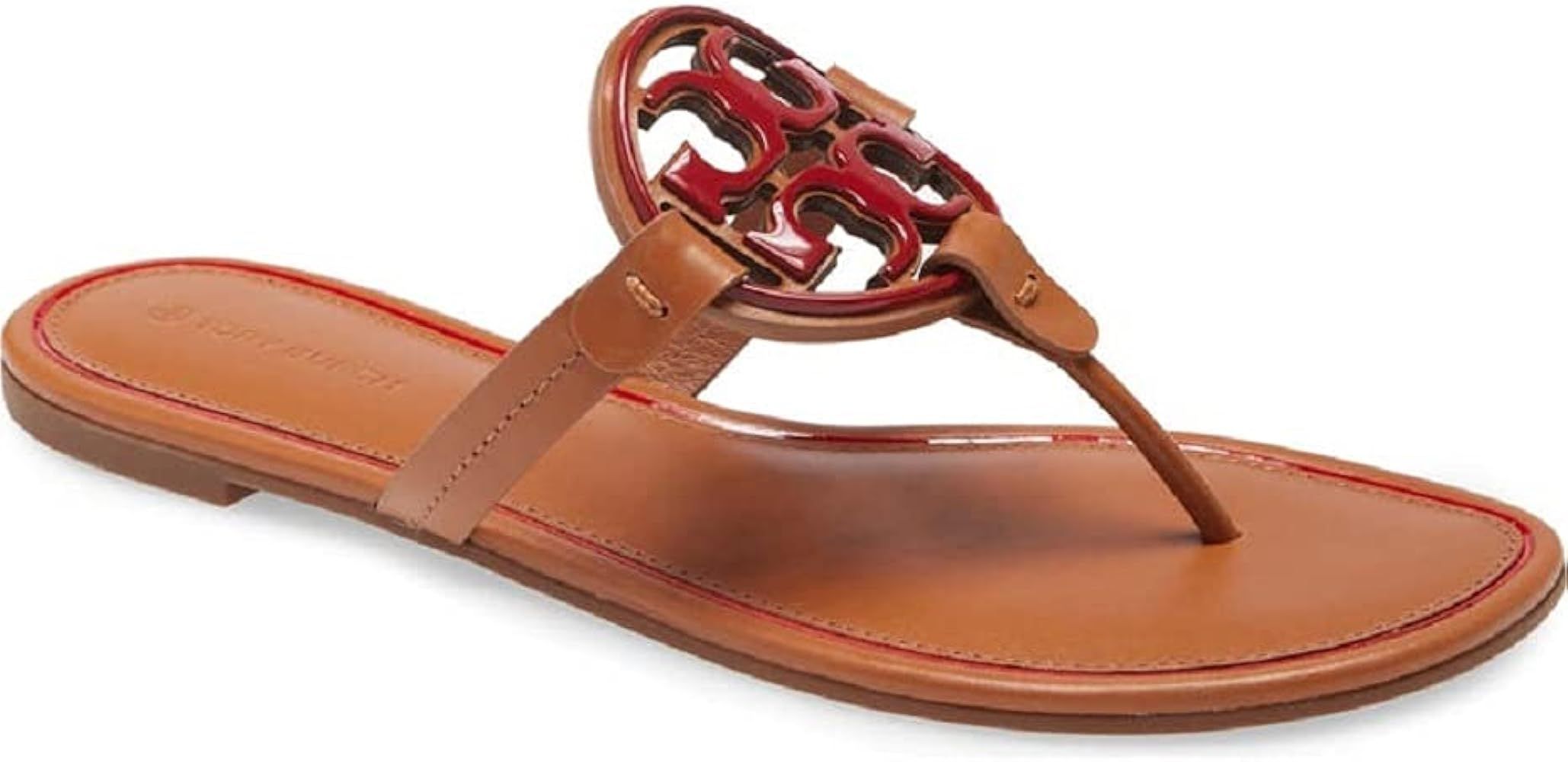 Tory Burch Women's Ambra Tory Red Metal Miller Sandals Shoes | Amazon (US)