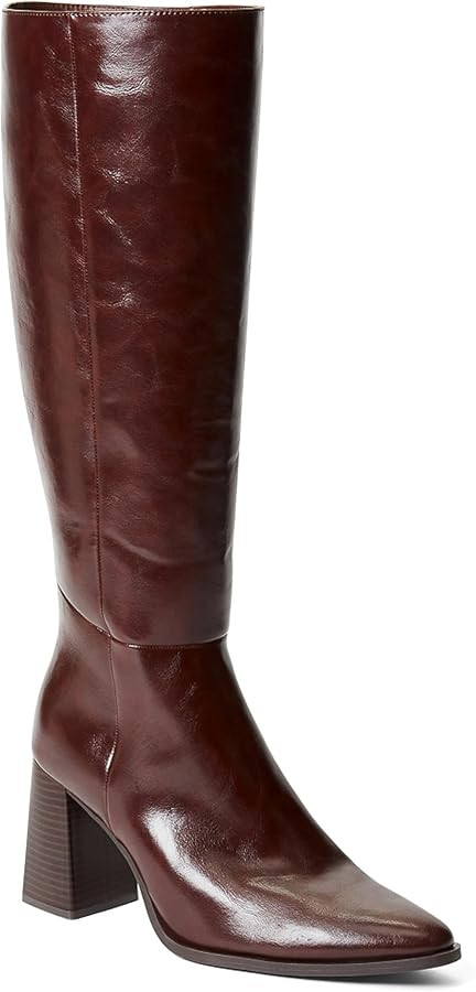 JustFab Knee High Boots Womens Square Toe Chunky Heel Tall Boots for Women High Heel Side Zipper ... | Amazon (US)