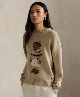 Women's Bear Intarsia-Knit Rollneck Sweater | Macy's