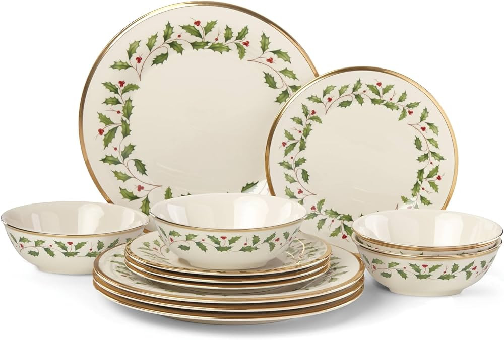Lenox 893172 Holiday 12-Piece Plate and Bowl Set | Amazon (US)