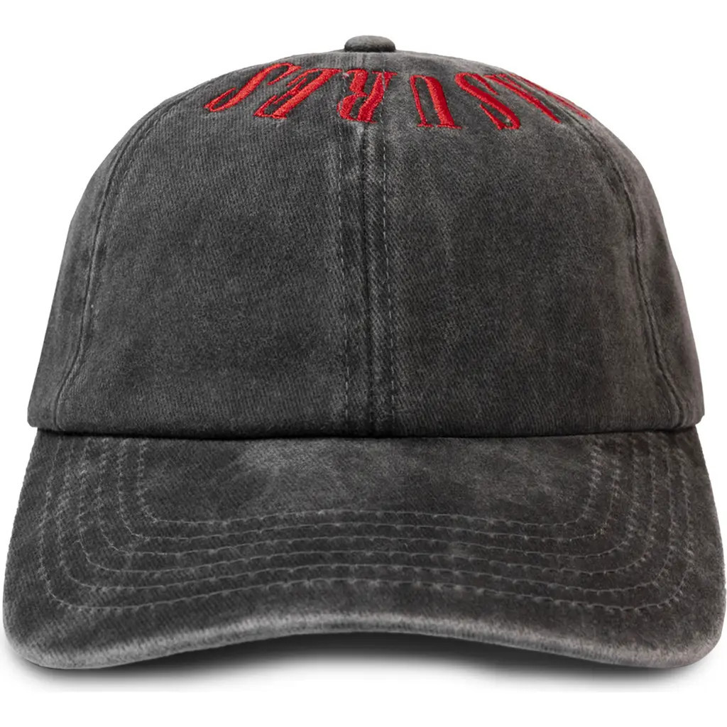 PLEASURES Onyx Crown Washed Cotton Twill Baseball Cap in Black/Red at Nordstrom | Nordstrom