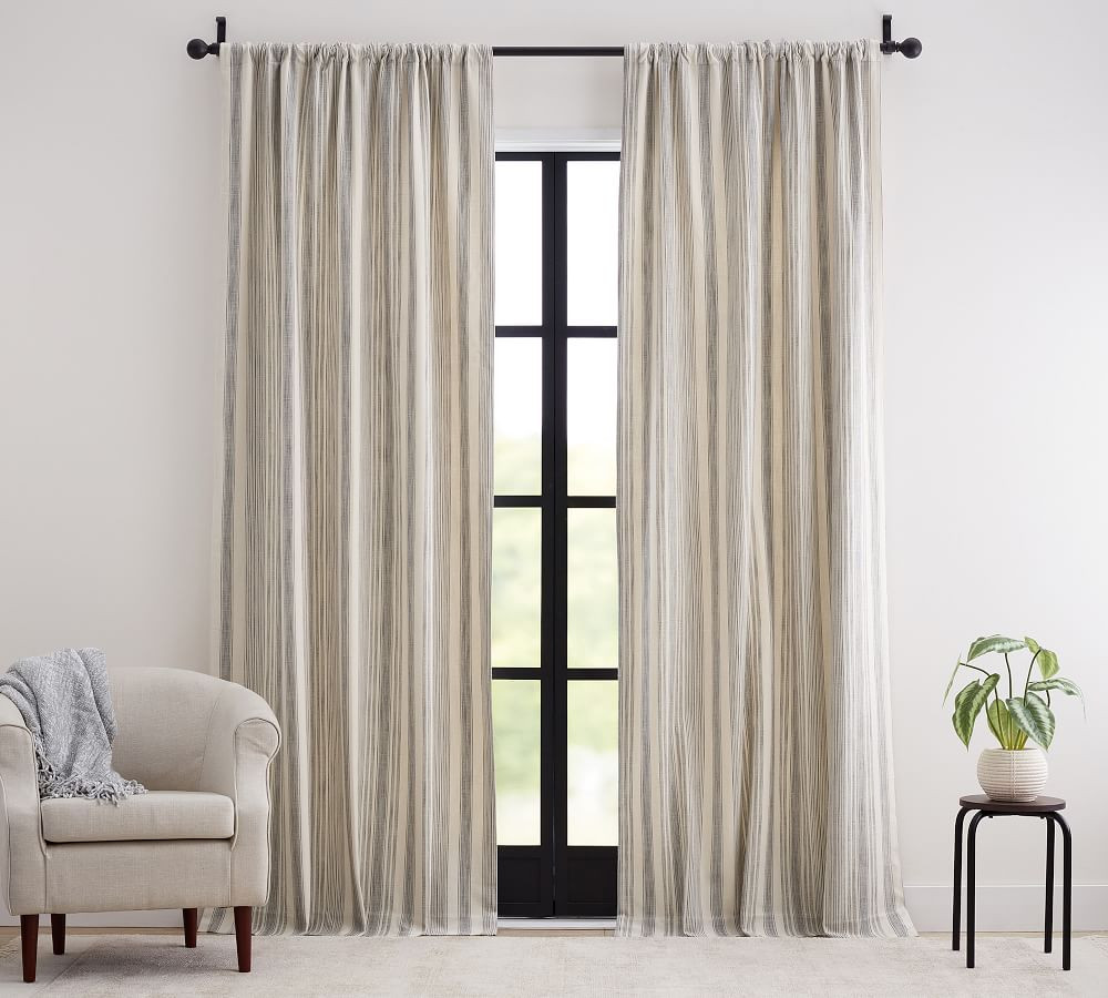 Hawthorn Striped Cotton Curtain, 50 x 84" Taupe | Pottery Barn (US)
