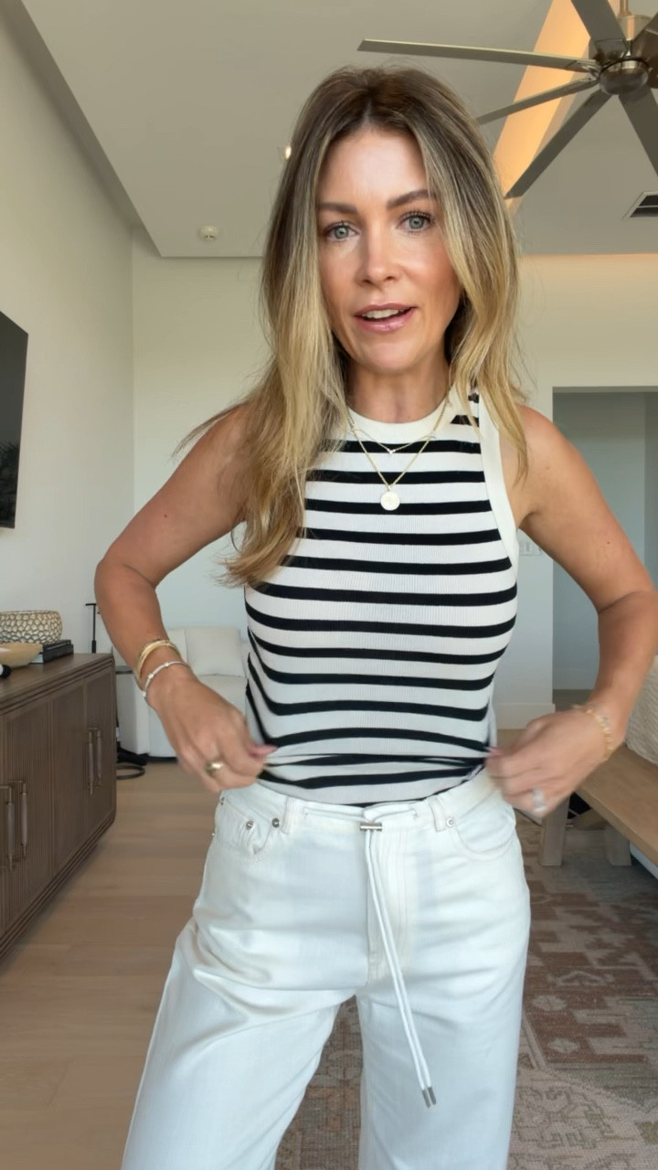 Today’s outfit!! 
My tank is on sale for $5 today! It’s a great staple! About to go grab it in every color 👏 I have a size small! 

My mom found these pants! They feel like sweatpants, but make you feel out together! They are more of a splurge, but are currently on sale for 25% off right now! Wearing size 2 

Electric picks jewelry ⚡️ 

🔍: ootd, target tank, target circle sale, Nordstrom drawstring pants, rails, electric picks jewelry, sperry boat shoes, petite style, moms over 40 style, Texas content creator 

#LTKOver40 #LTKootd #LTKSaleAlert