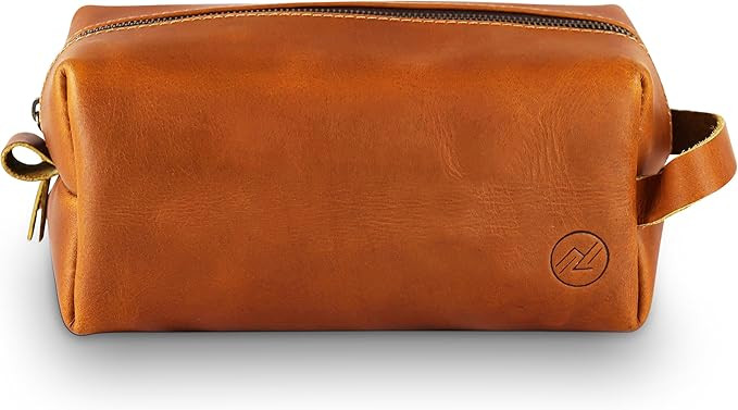 Premium Leather Toiletry Bag For Men - Travel Bag, Shaving Kit Bag & Toiletry Organizer - Full Gr... | Amazon (US)
