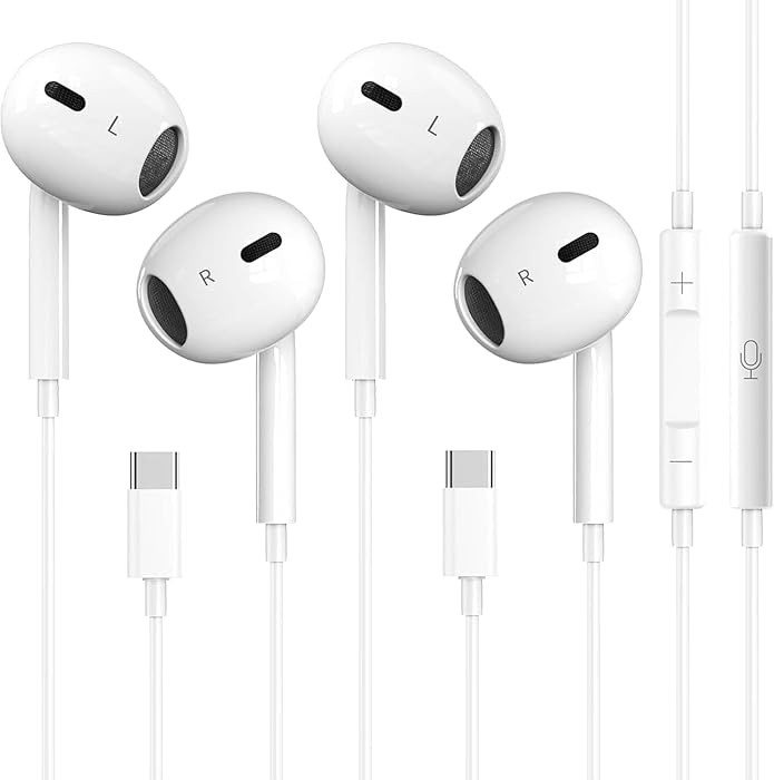 2 Pack-USB C Headphones for iPhone 17/16/15, Type C Earbuds Wired Earbuds with Microphone & Remot... | Amazon (US)