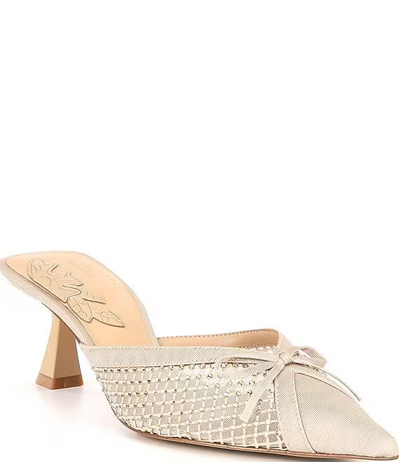 x Caelynn Bell Tivoli Rhinestone Mesh Pointed Toe Dress Mules | Dillard's