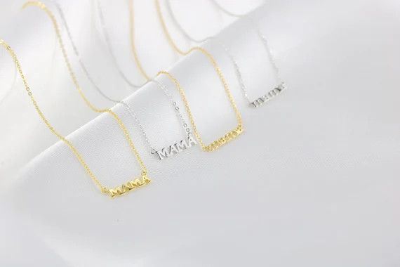Sterling Silver mama necklace | Gold mama necklace | gift for mom | new mom gift | push present |... | Etsy (US)