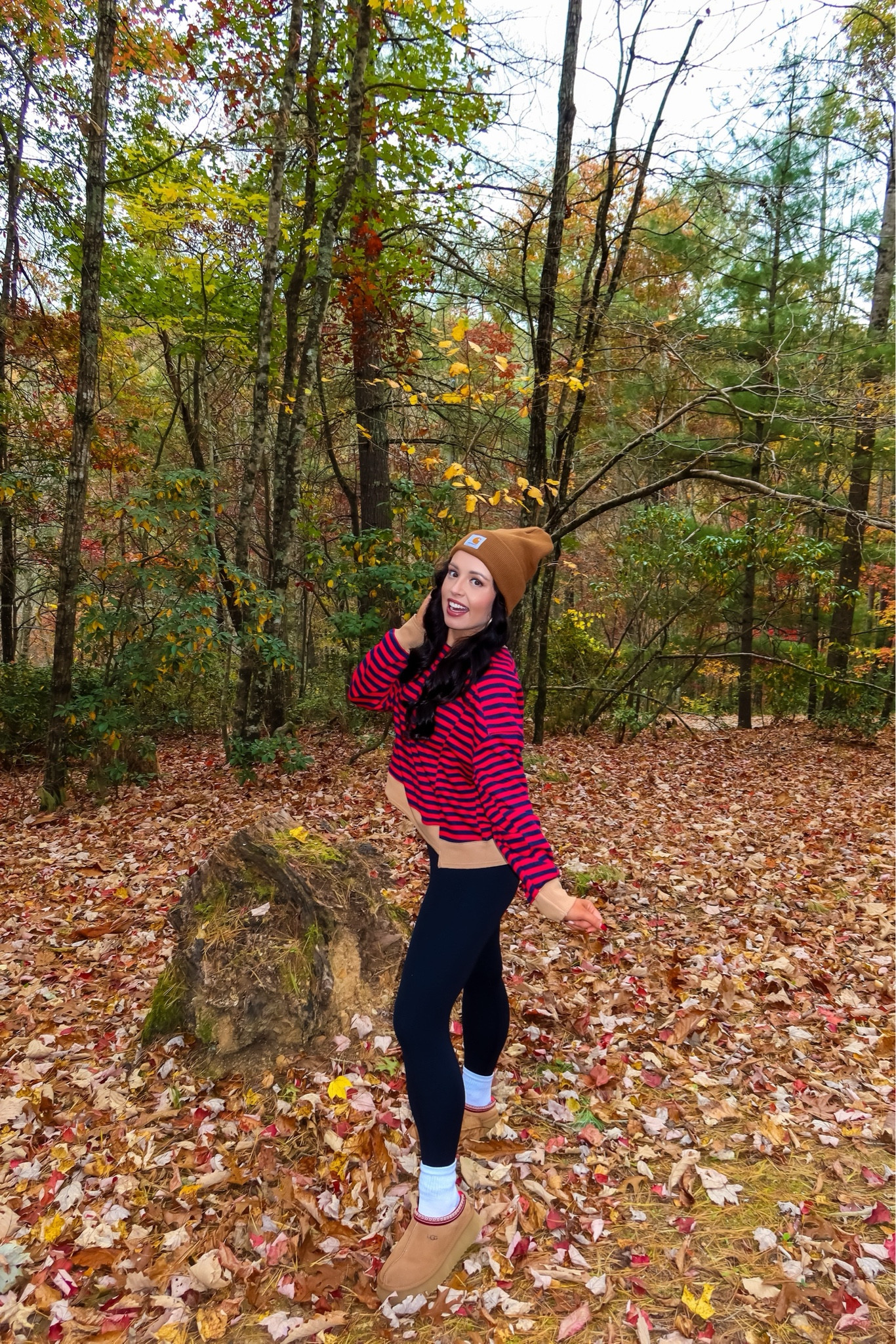 Under $33 Amazon crz yoga leggings (small, 5+ colors), under $30 Amazon striped long sleeve top (small, 5+ colors), under $50 Ugg tazz slippers, under $30 carhartt beanie (multiple colors), under $10 pack of Amazon socks #founditonamazon 

#LTKHoliday #LTKFindsUnder50 #LTKSaleAlert