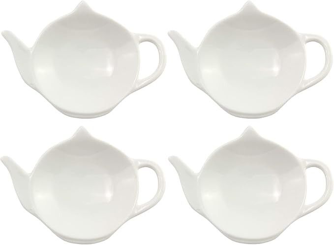 Cornucopia White Ceramic Tea Bag Coasters — Spoon Rests; 4-Pack Classic Teabag Caddy Holder Sau... | Amazon (US)