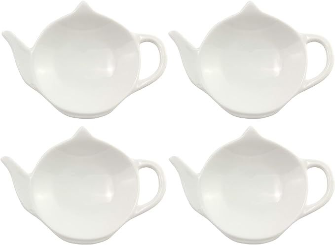 Cornucopia White Ceramic Tea Bag Coasters — Spoon Rests; 4-Pack Classic Teabag Caddy Holder Sau... | Amazon (US)