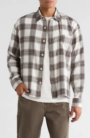 BP. Check Boxy Cotton Flannel Button-Up Shirt | Nordstrom | Nordstrom