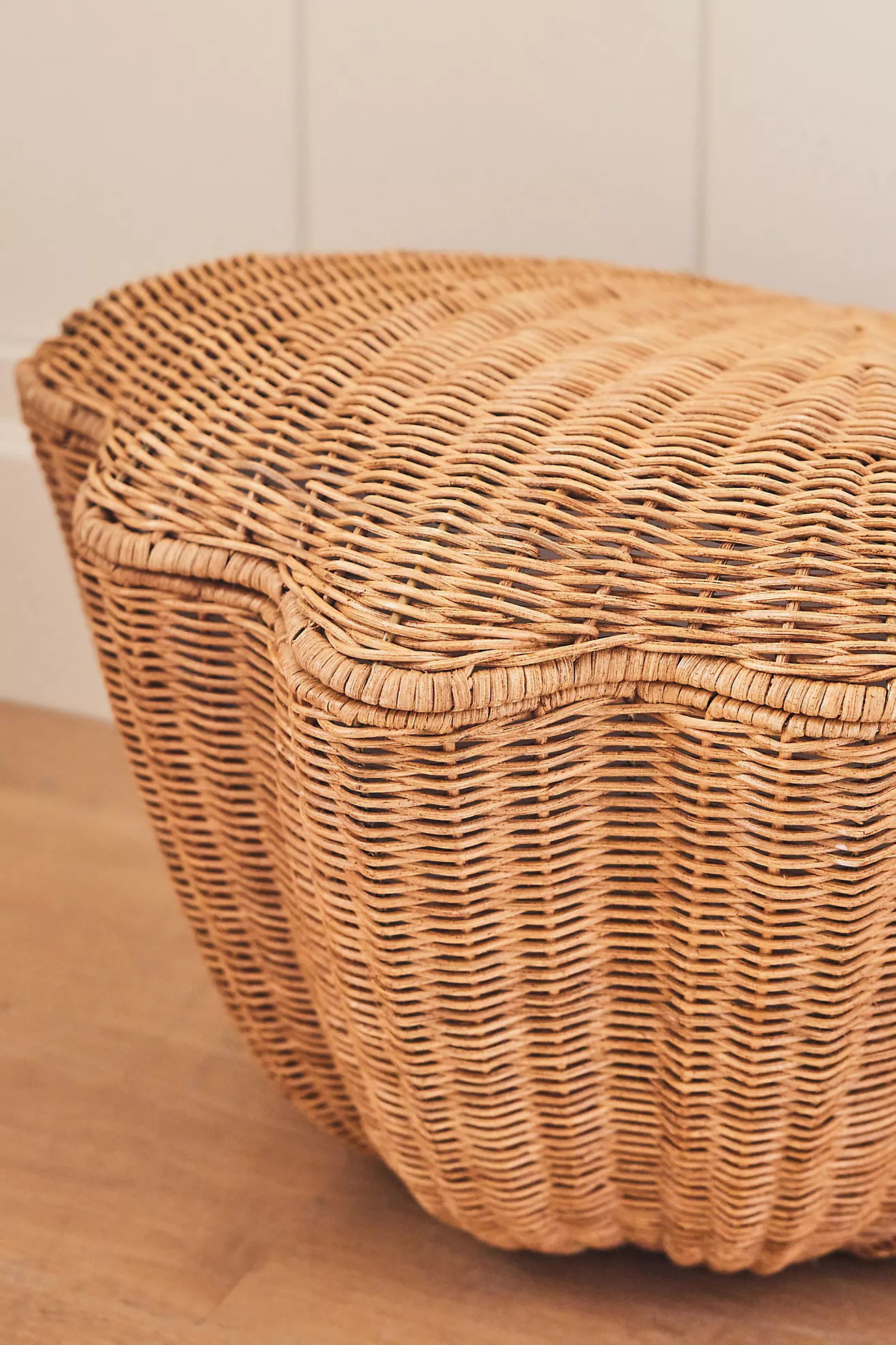 Shell Wicker Woven Basket with Hinged Lid | Anthropologie (US)