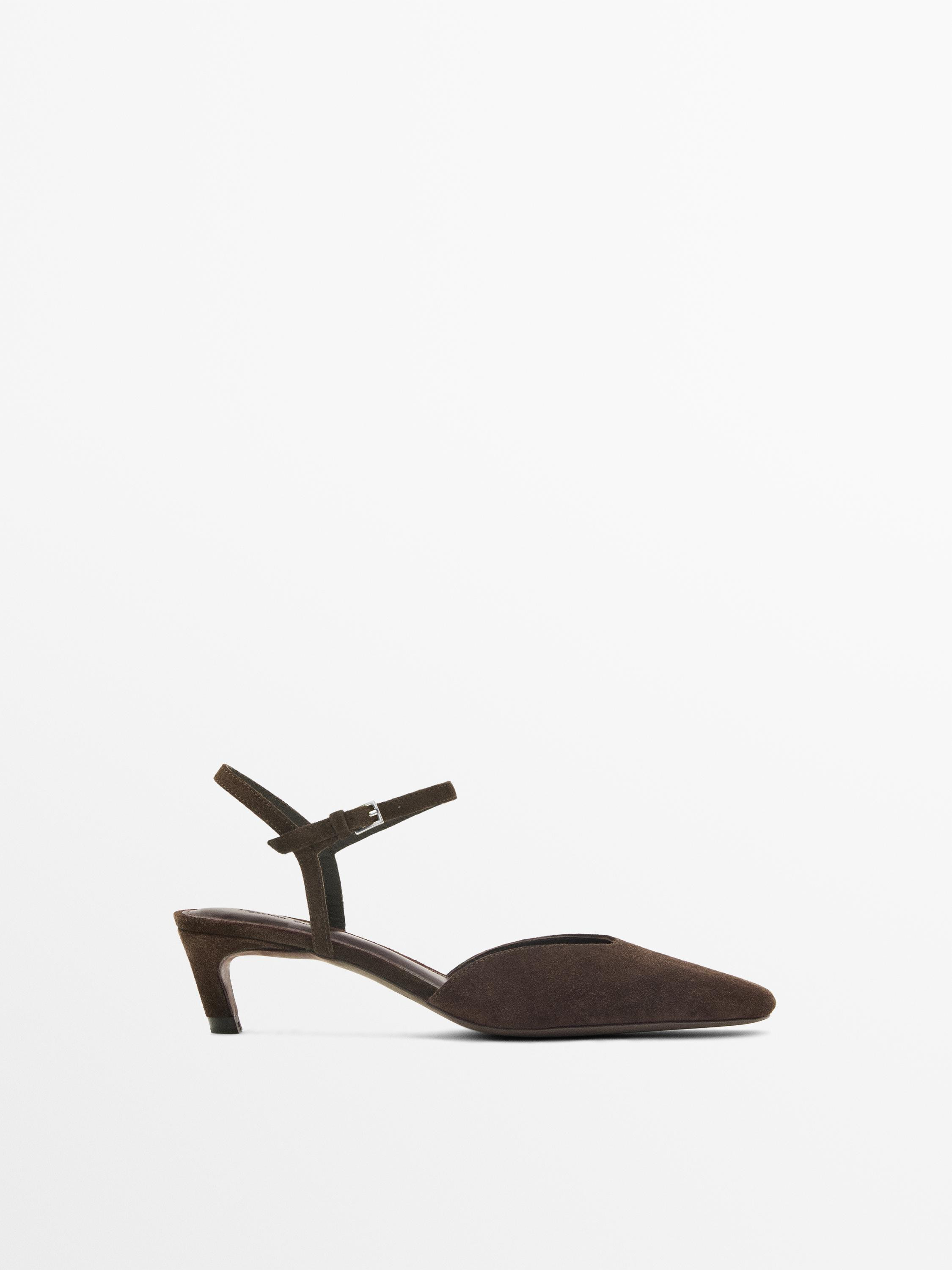 Split leather heeled shoes | Massimo Dutti US