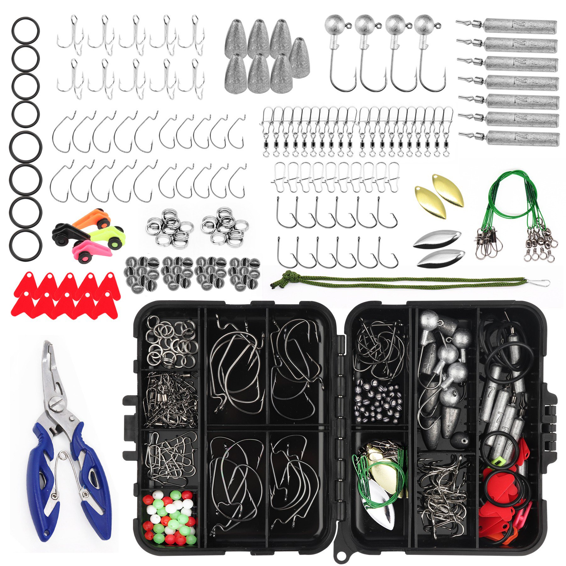Fishing Accessories Kit 203PCS Set Tackle Box, Pliers, Jig Hooks, Treble Hooks, Barrel Snap Swive... | Walmart (US)