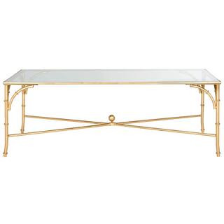 SAFAVIEH Maurice 50 in. Gold/Clear Large Rectangle Glass Coffee Table FOX2545A | The Home Depot