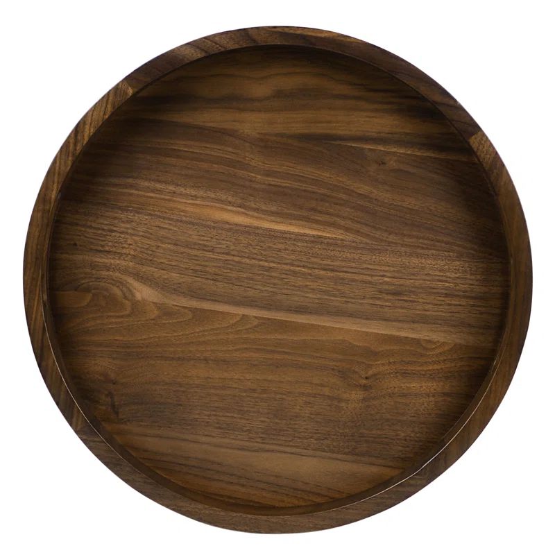 Arooj Round Black Walnut Solid Wood Tray | Wayfair North America