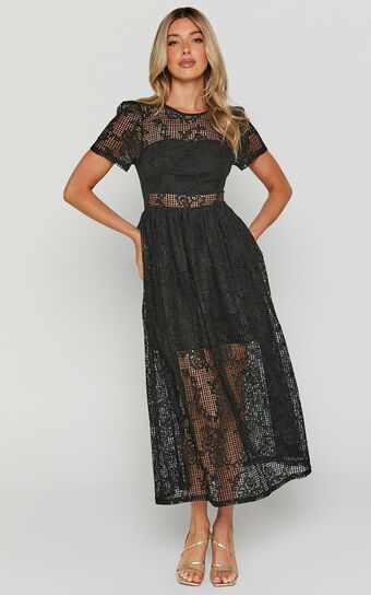 Leon Midi Dress - Short Sleeve Dress in Black | Showpo (US, UK & Europe)