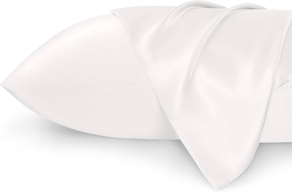 Bedsure Satin Pillowcase for Hair and Skin Queen - Ivory Silky Pillowcase 2 Pack 20x30 Inches - S... | Amazon (US)