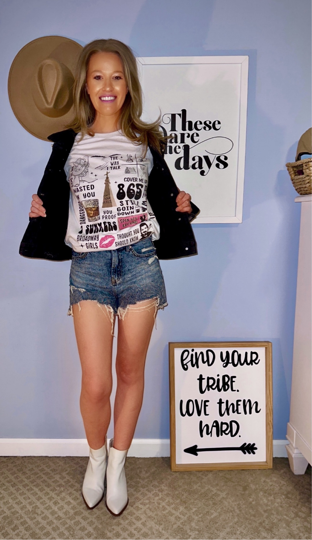 Concert + Festival Szn Vibes 🎶 Linked my fave denim jackets I’m loving for all.of.the festivals and upcoming summer events paired with boots or booties & the cutest high rise distressed denim shorts & a graphic tee. 🤗😊🤩😘
Morgan Wallen inspired tee’s like the one I’m wearing here are linked•sizing Deets are different on most of them so be sure to check out if it’s oversized or not. This one is tts & I am wearing my regular size M- I would size up for oversized fit.

#LTKFestival 

#LTKstyletip #LTKtravel