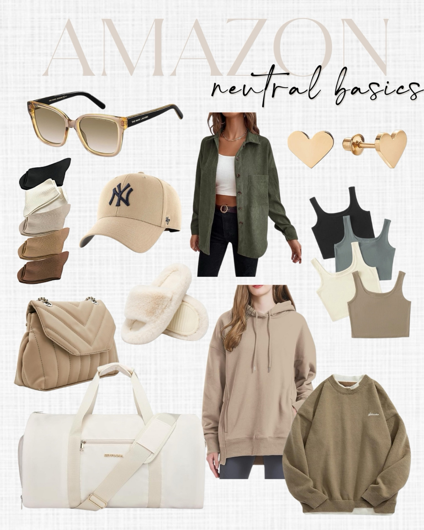 Amazon neutral basics, Amazon must haves, Amazon fashion, Amazon fashion finds, slippers, hat, earrings, sunglasses, bag, weekender, cozy comfy wear 

#LTKstyletip #LTKbeauty #LTKMostLoved