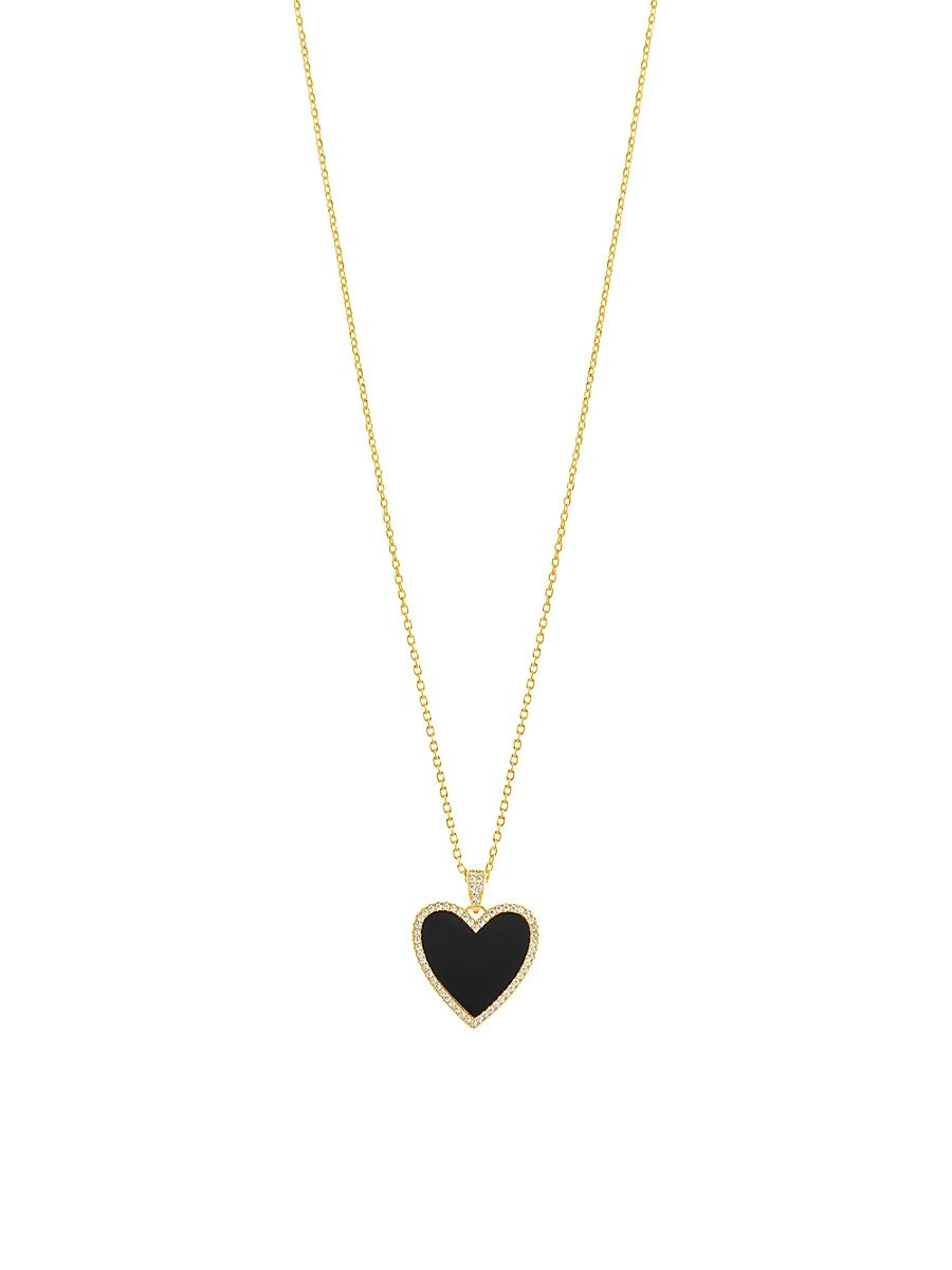 Sterling Forever Women's Tara 14K Goldplated & Black Onyx Heart Pendant Necklace | Saks Fifth Avenue OFF 5TH