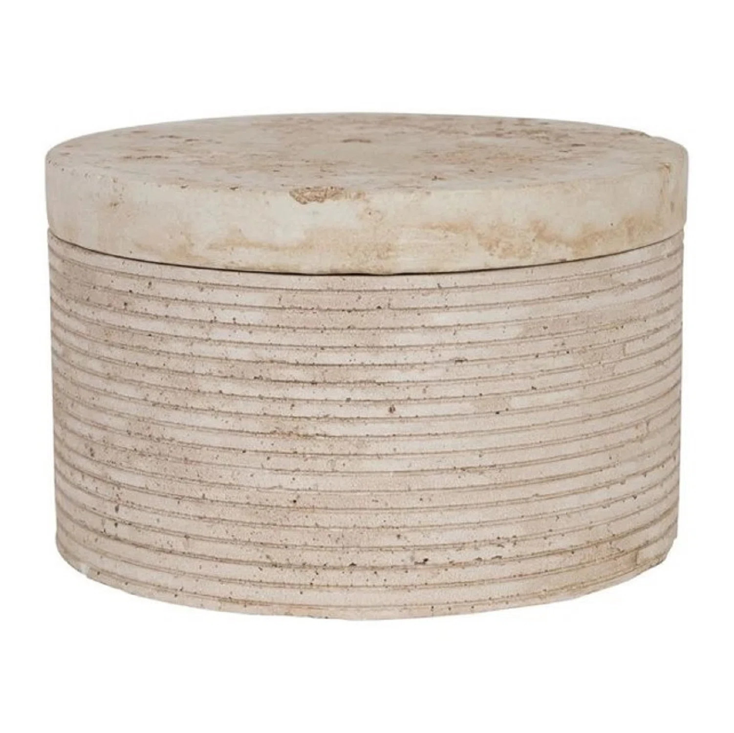 Travertine Large Round Box Cream | Joss & Main