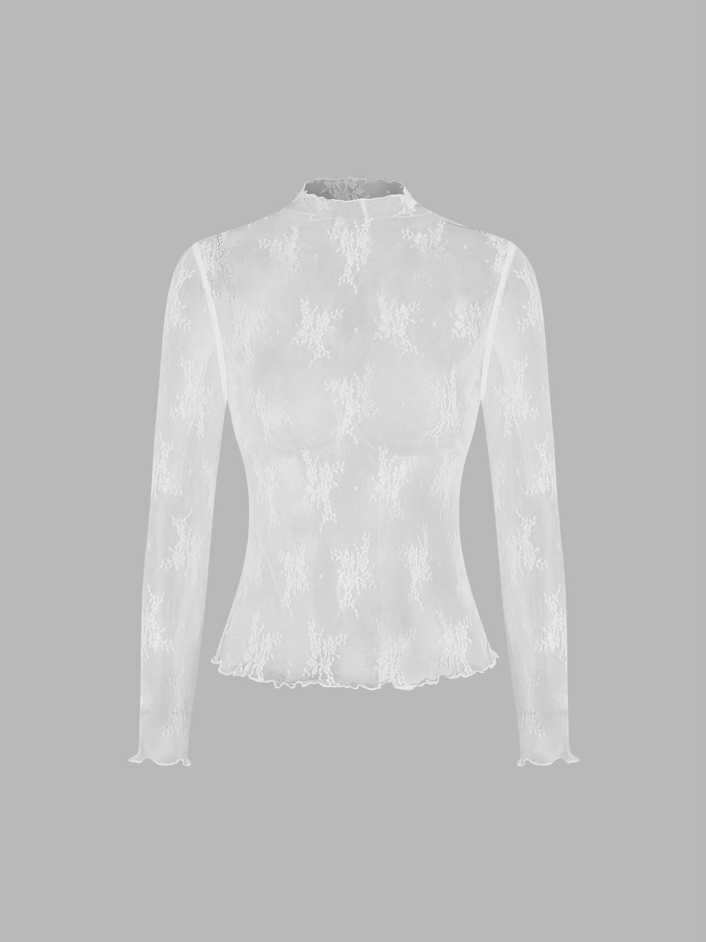 Lace Lace High Neck Lace Long Sleeve Top For Date Picnic Coffee Shop | Cider