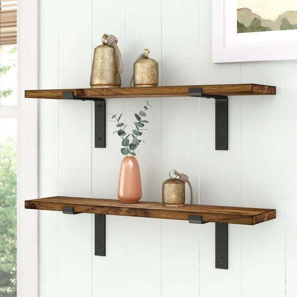 Jensenn 2 Piece Pine Solid Wood Bracket Shelf | Wayfair North America