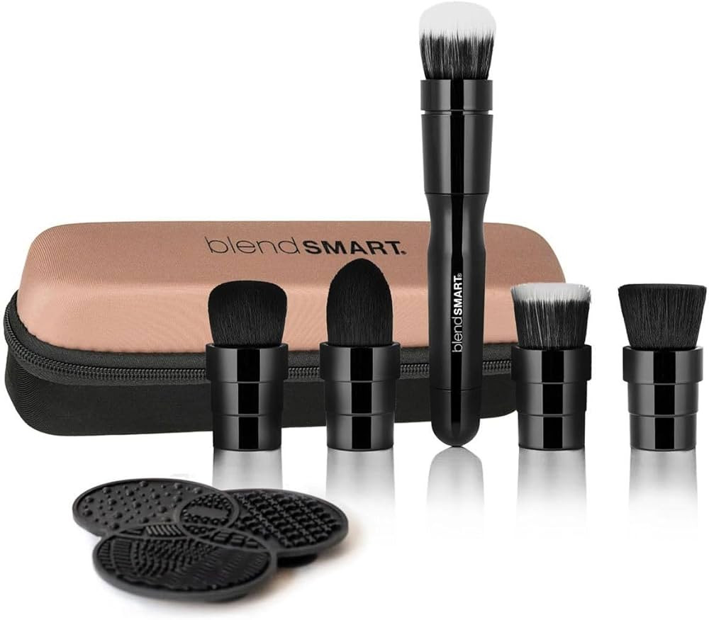 blendSMART Full Artistry Electric Rotating Makeup Brush Set 5 brushes + Travel Case and Cleansing... | Amazon (US)