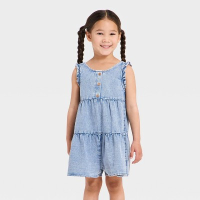 Toddler Girls' Denim Romper - Cat & Jack™ Blue 2T | Target